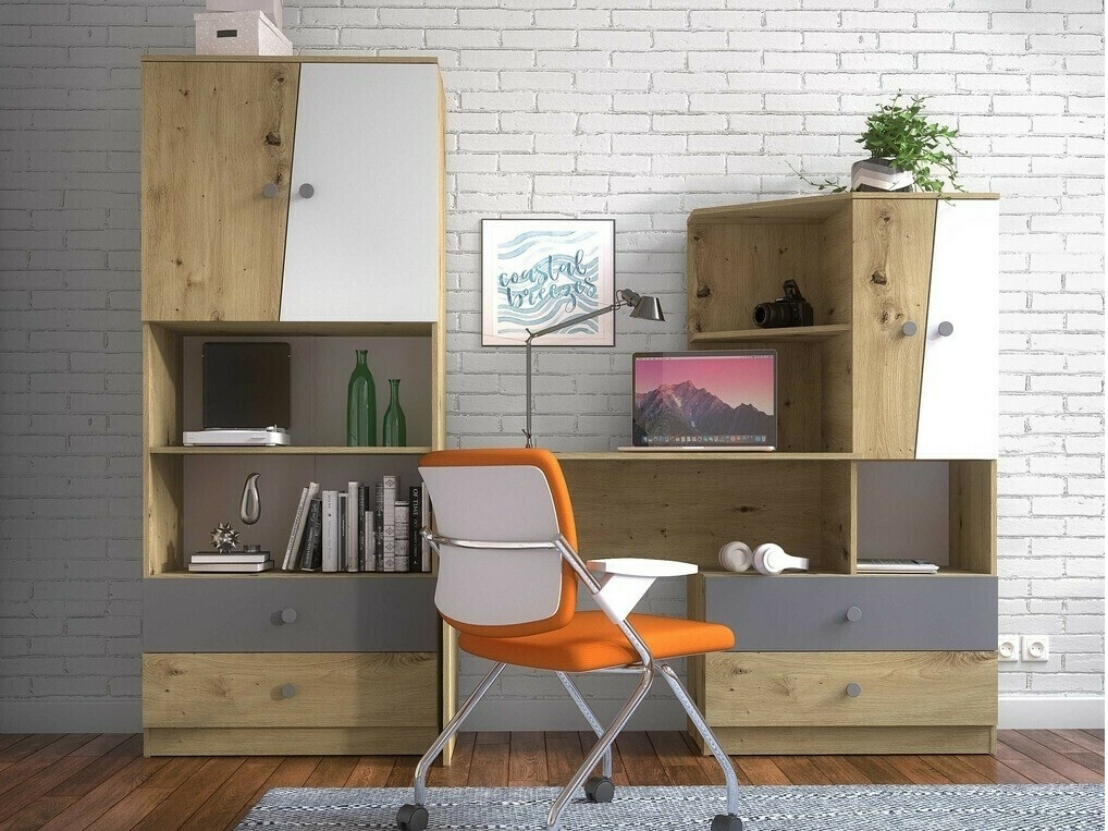 Етажерка Mirelbu 103 (Artisan дъб + Бял + Черен)