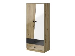 Гардероб Mirelbu 100 (Artisan дъб + Бял гланц + Черен гланц)