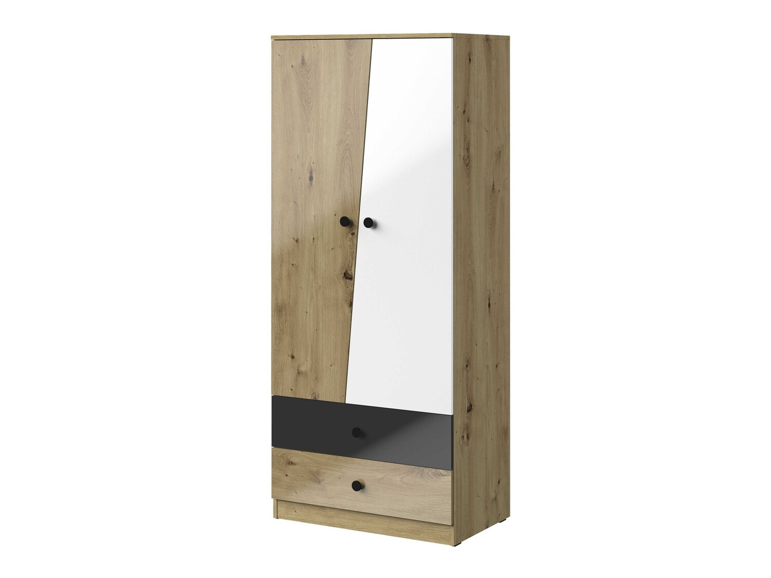 Гардероб Mirelbu 100 (Artisan дъб + Бял гланц + Черен гланц)