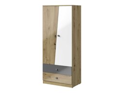 Гардероб Mirelbu 100 (Artisan дъб + Бял гланц + Сив гланц)