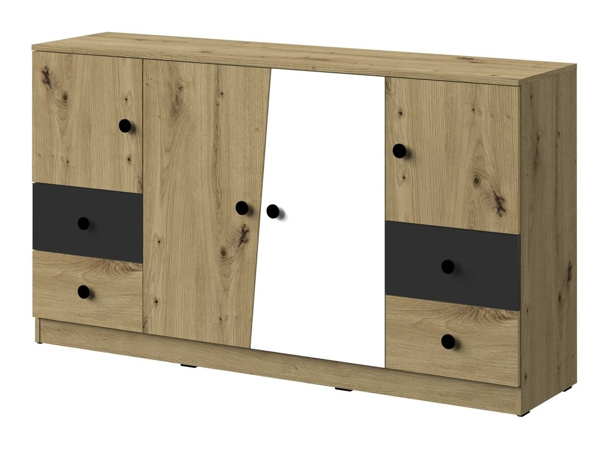 Скрин Mirelbu 105 (Artisan дъб + Бял + Черен)