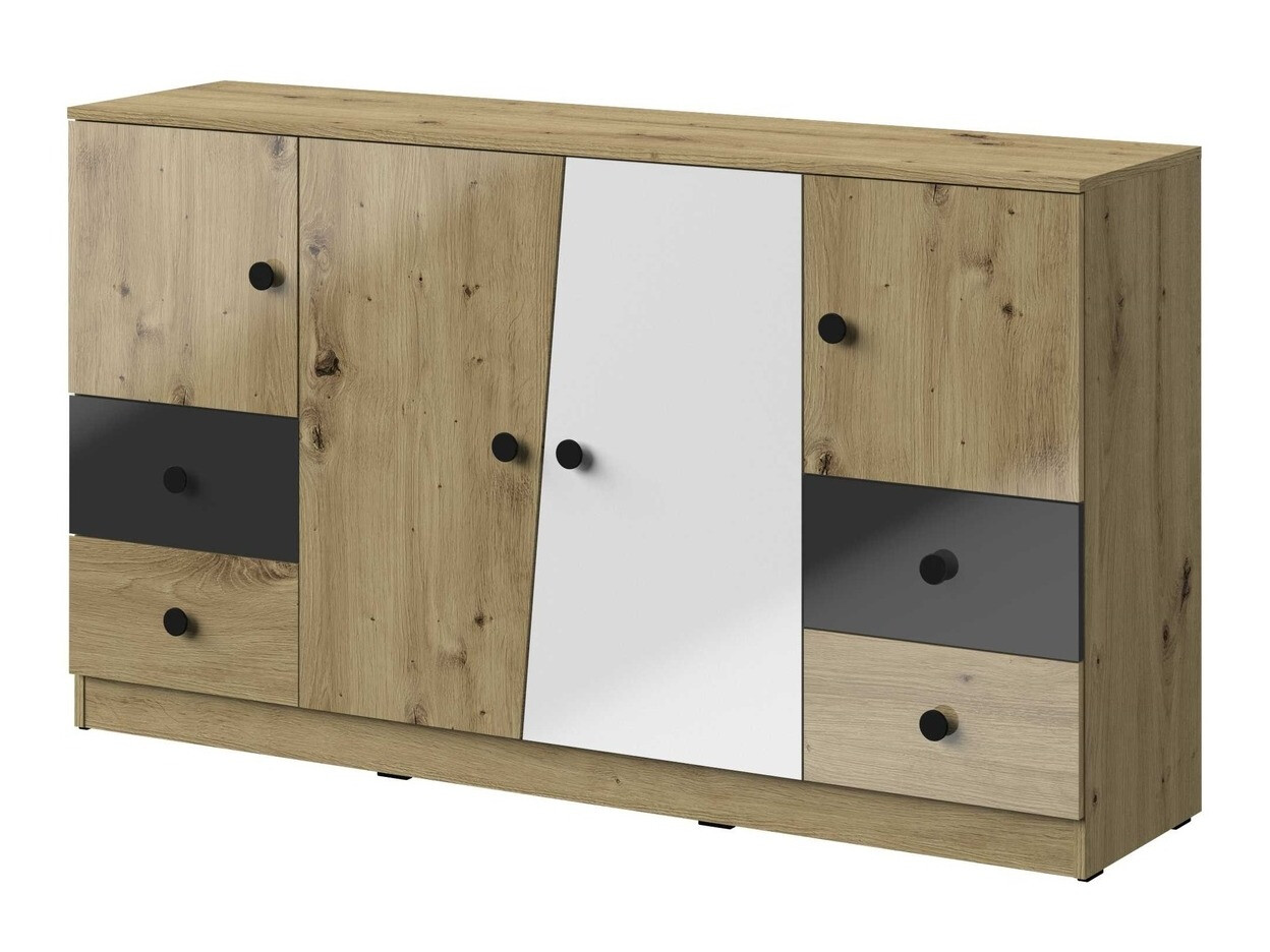 Скрин Mirelbu 105 (Artisan дъб + Бял гланц + Черен гланц)