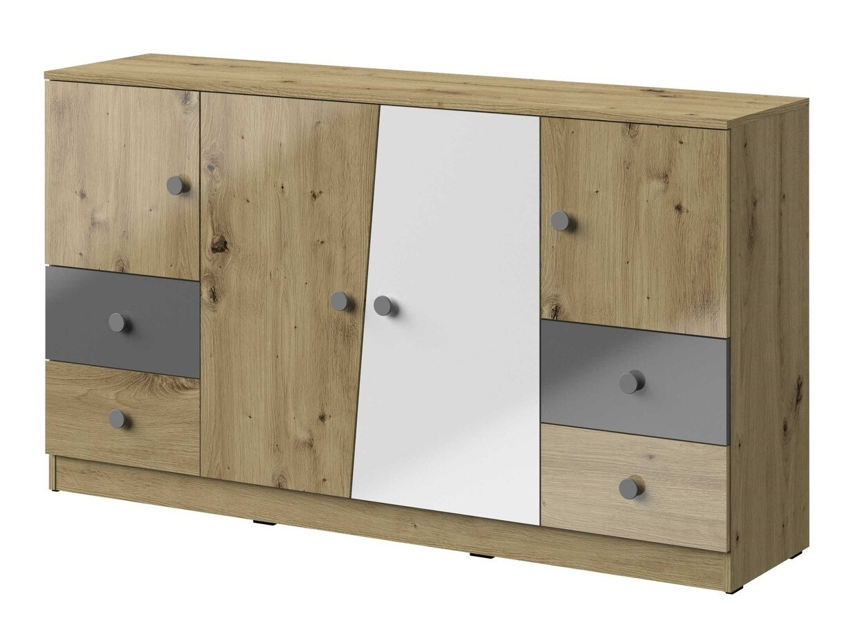 Скрин Mirelbu 105 (Artisan дъб + Бял гланц + Сив гланц)