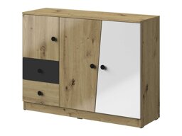 Скрин Mirelbu 106 (Artisan дъб + Бял гланц + Черен гланц)