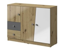 Скрин Mirelbu 106 (Artisan дъб + Бял гланц + Сив гланц)