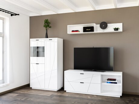 Комплект за хол Fivale 111 (Бял гланц + Бял)