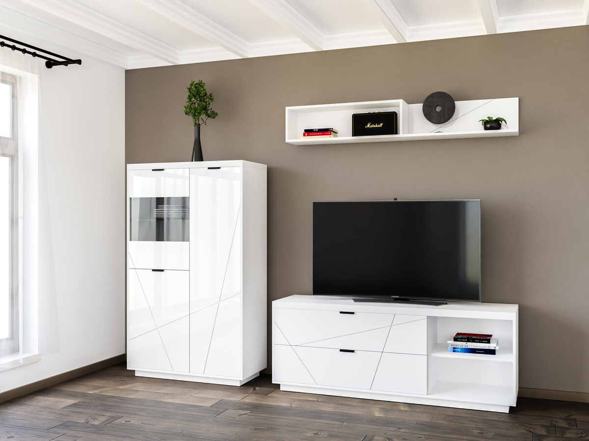 Комплект за хол Fivale 111 (Бял гланц + Бял)