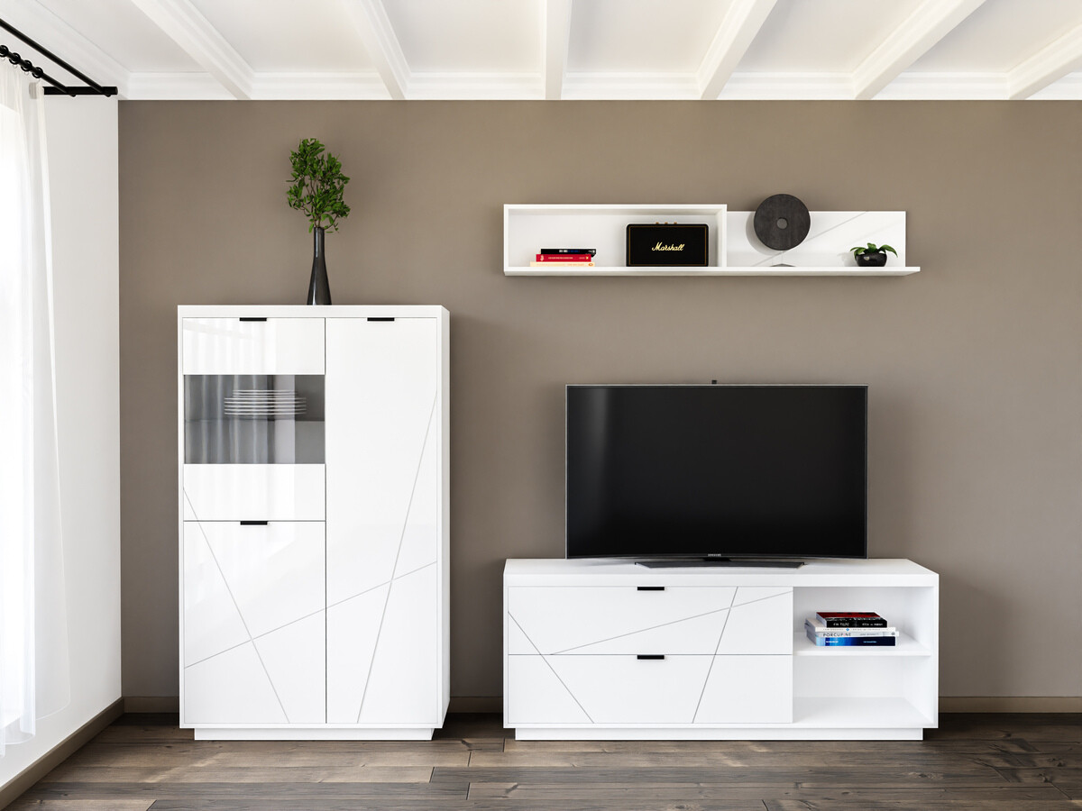 Комплект за хол Fivale 111 (Бял гланц + Бял)