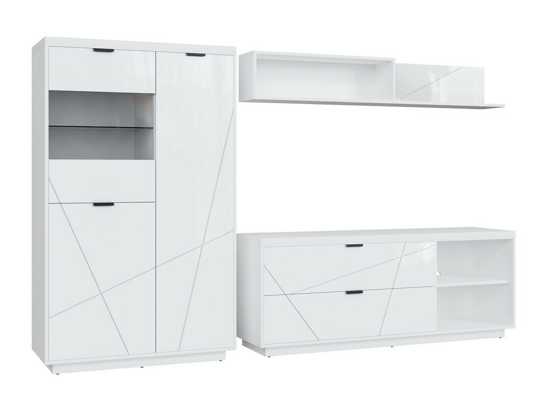 Комплект за хол Fivale 111 (Бял гланц + Бял)