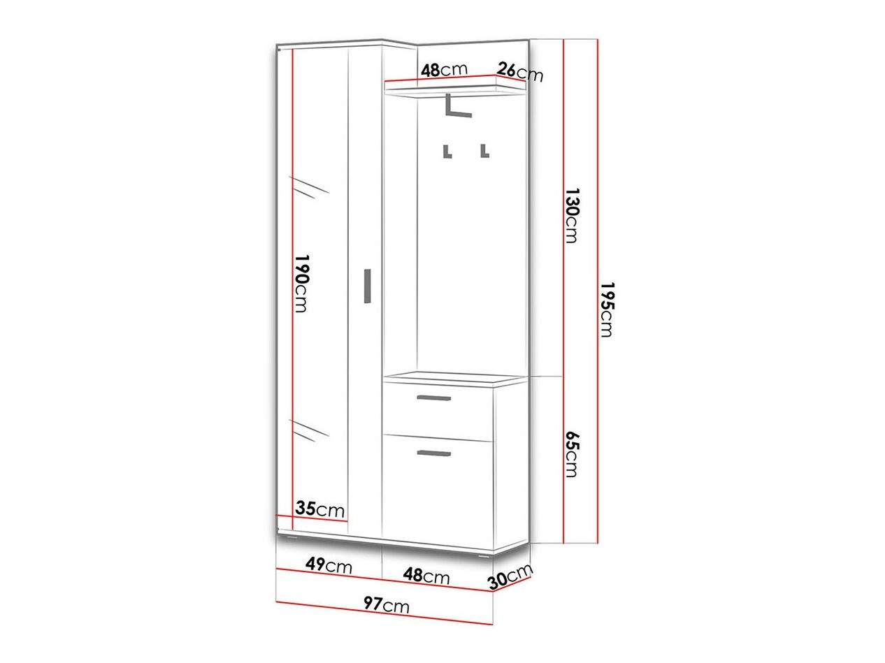 Комплект за антре Pavo (Сонома дъб + Бял)