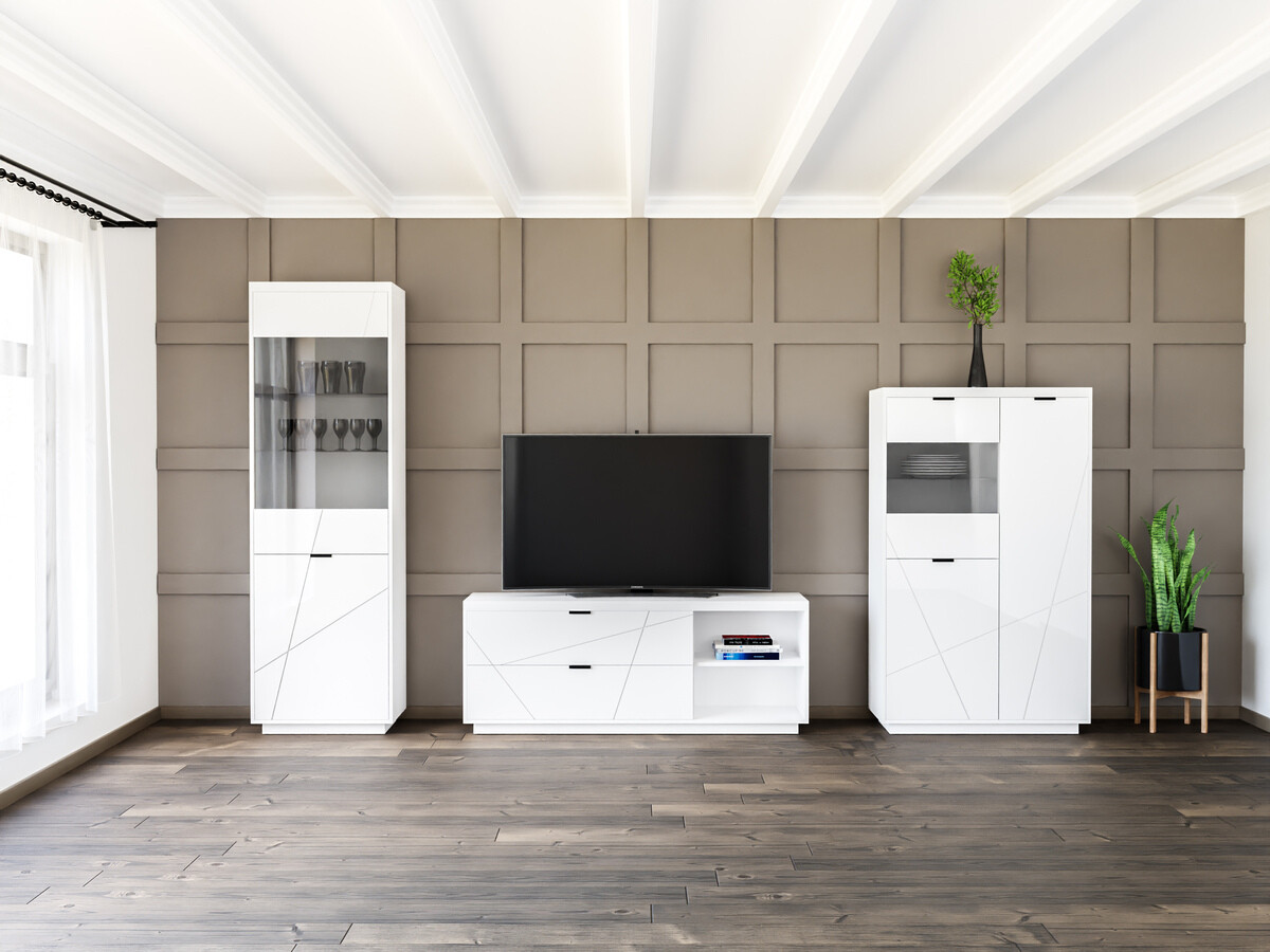 Комплект за хол Fivale 112 (Бял гланц + Бял)