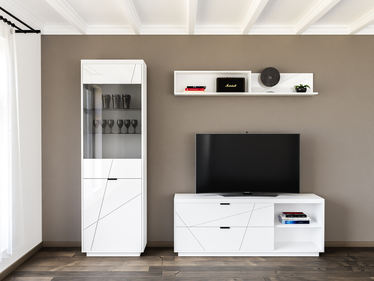 Комплект за хол Fivale 113 (Бял гланц + Бял)