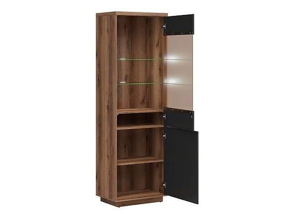 Комплект за хол Fivale 113 (Тъмен деланов дъб + Черен мат)