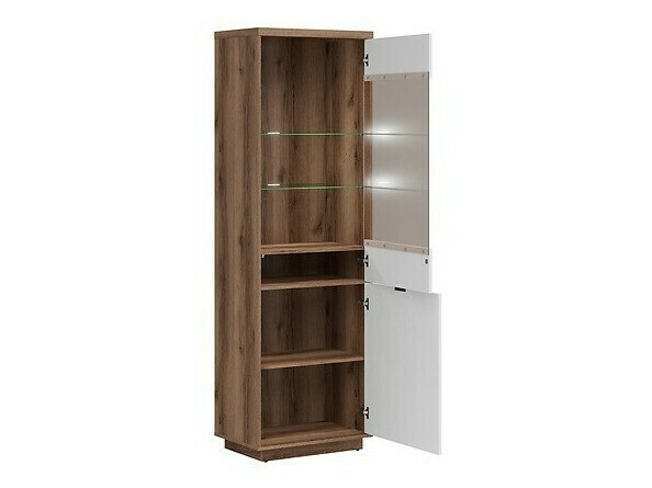 Комплект за хол Fivale 114 (Тъмен деланов дъб + Бял гланц)