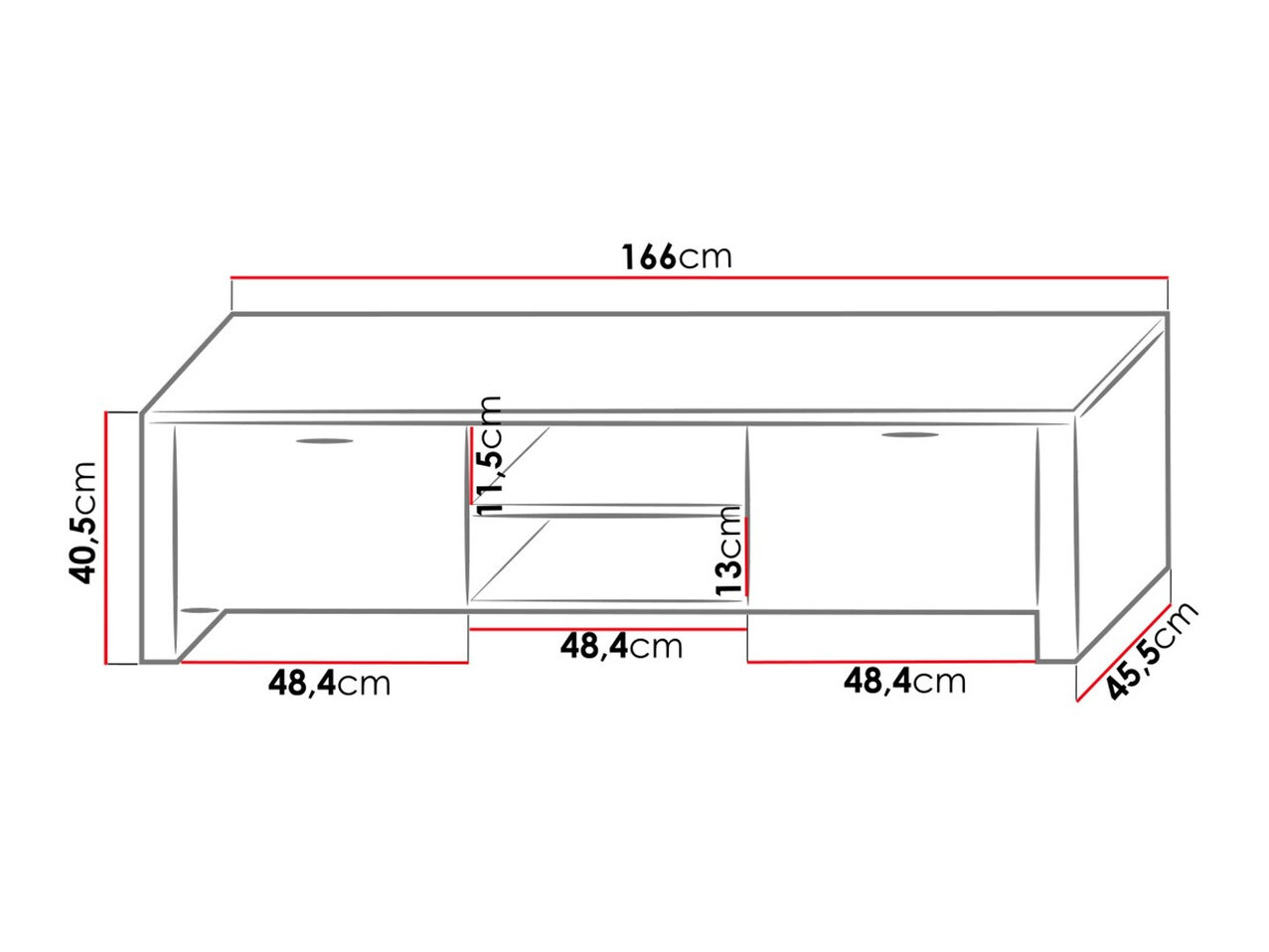 ТВ шкаф Uva II (Бял + Бял гланц)