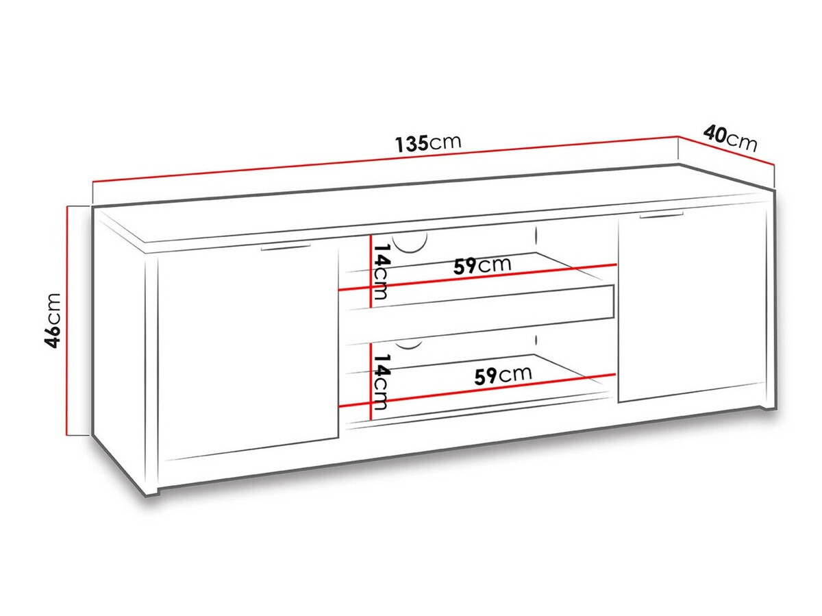 ТВ шкаф Providence 123 (Манастирски дъб + Черен гланц)