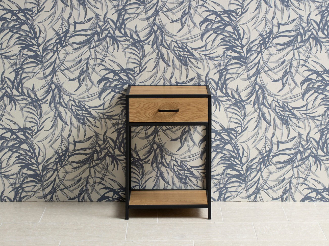 Нощно шкафче Norsica Sevferi 128 (Див дъб + Черен)