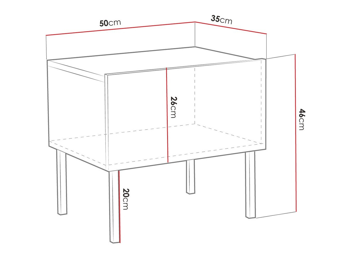 Нощно шкафче Natar (Бял + Бял гланц)