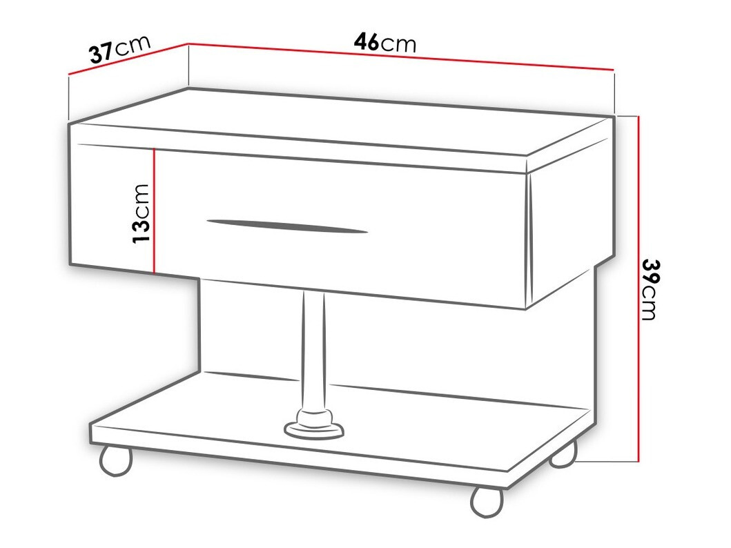 Нощно шкафче Campus (Бял + Бял гланц)