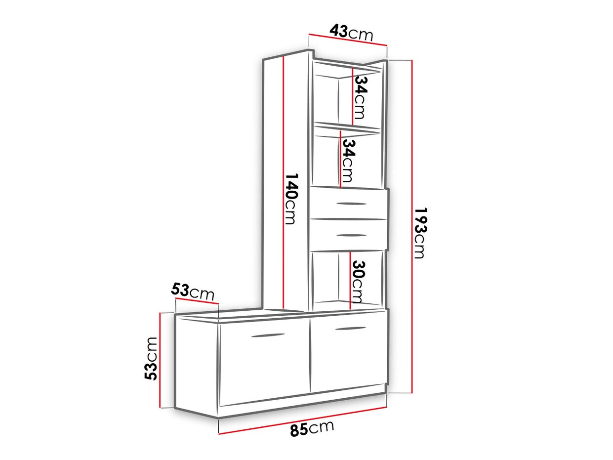 Етажерка Campus (Бял + Бял гланц)