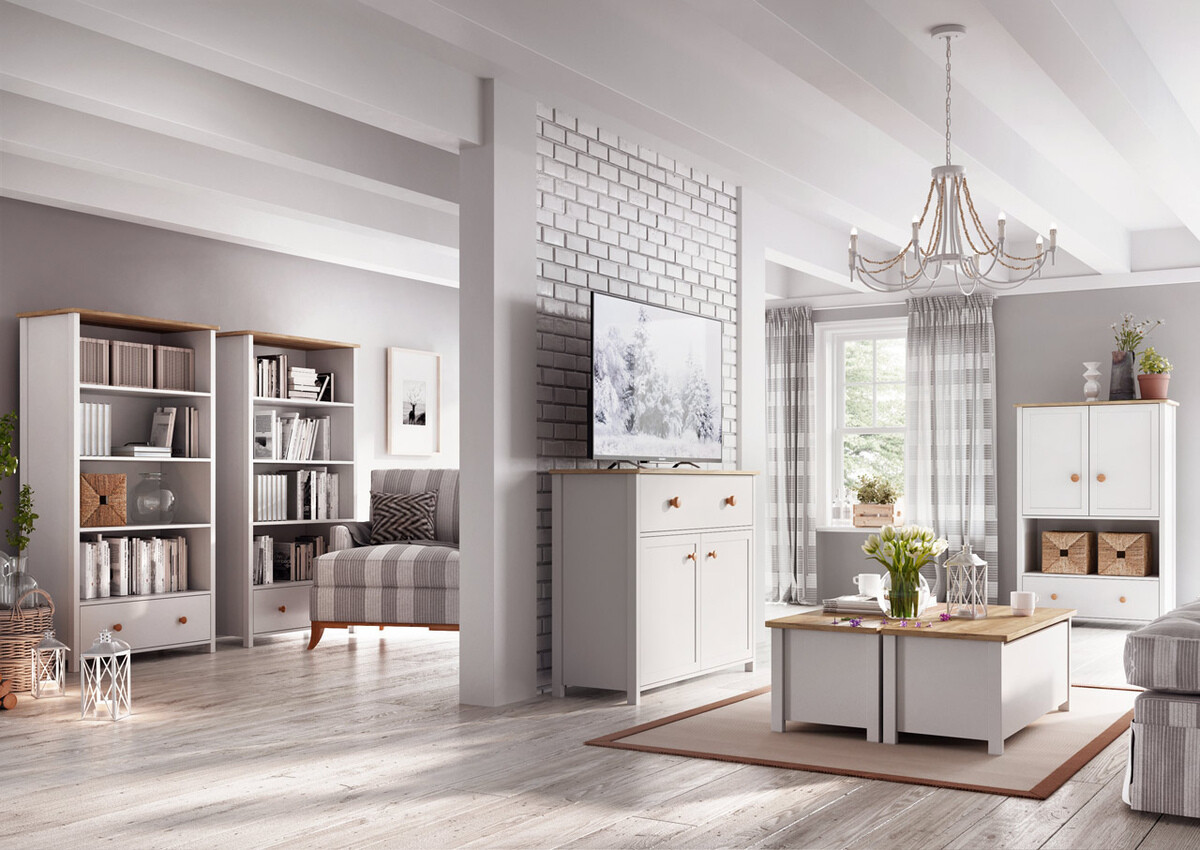 Етажерка Romelbo 142 (Бял + Дъб)