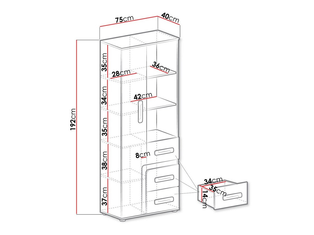 Етажерка Aviseve 105 (Антрацит + Бял)