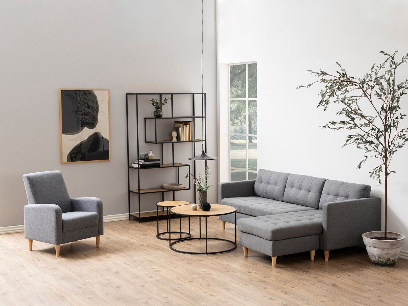 Етажерка Norsica Sevferi 134 (Див дъб + Черен)