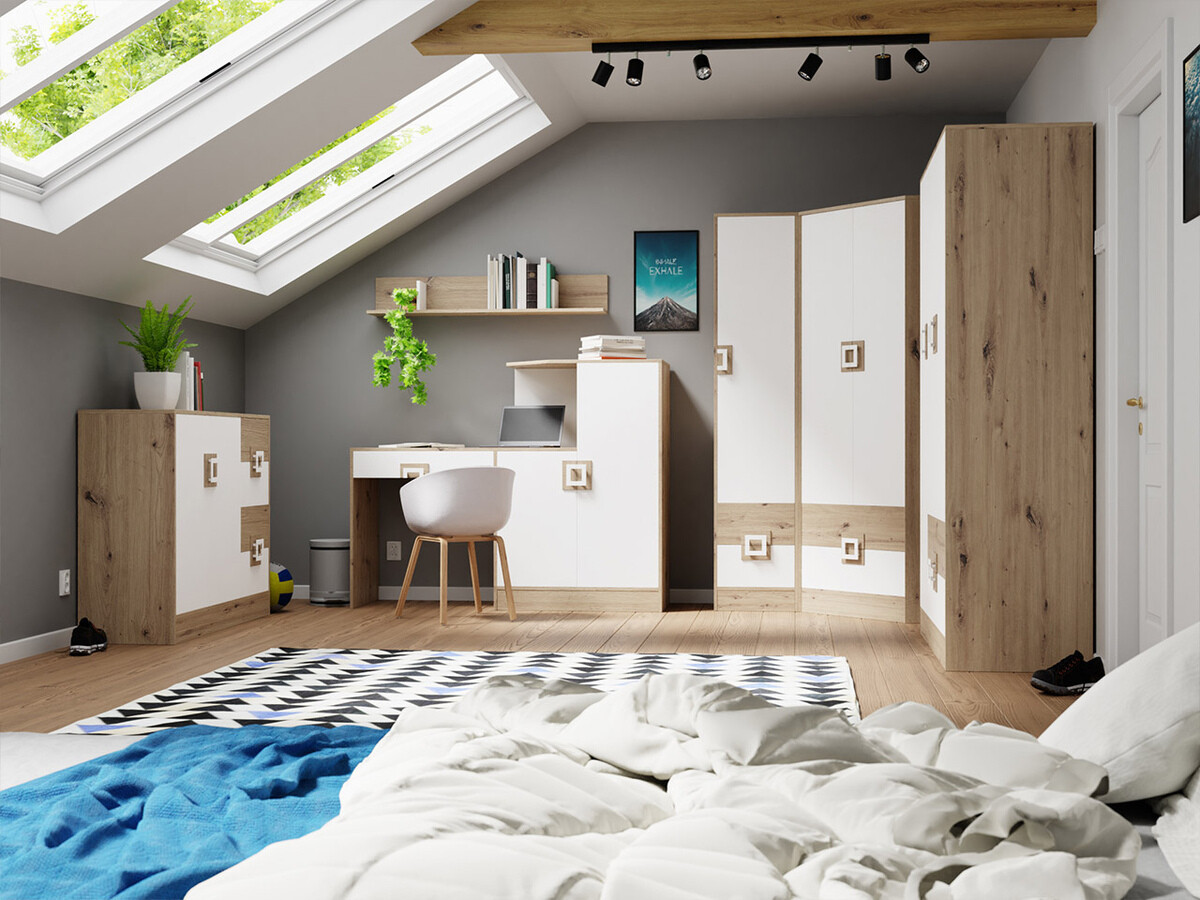 Етажерка Tolfere 104 (Светъл дъб + Бял)