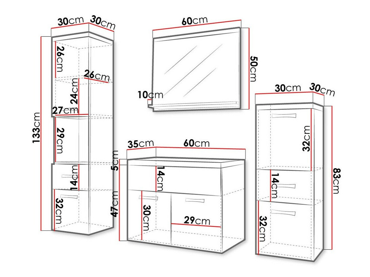 Комплект за баня Sarasota 109 (Бял + Бял гланц)