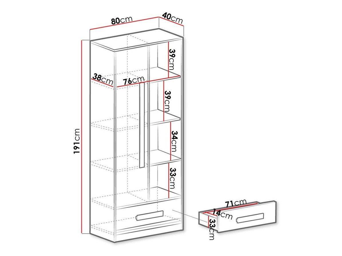 Етажерка Merevari 104 (Бял + Бял гланц + Сив)