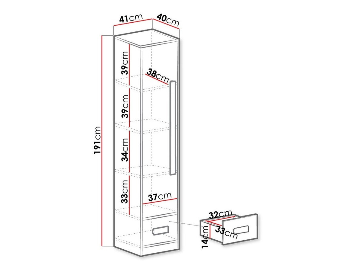 Етажерка Merevari 105 (Бял + Бял гланц + Сив)