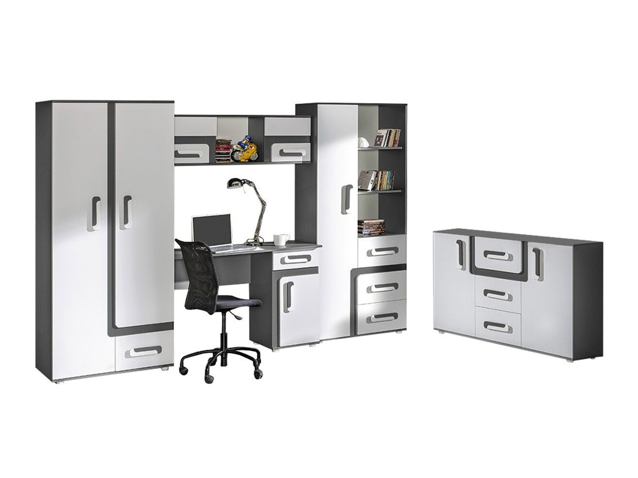 Комплект за детска стая Aviseve 107 (Антрацит + Бял)