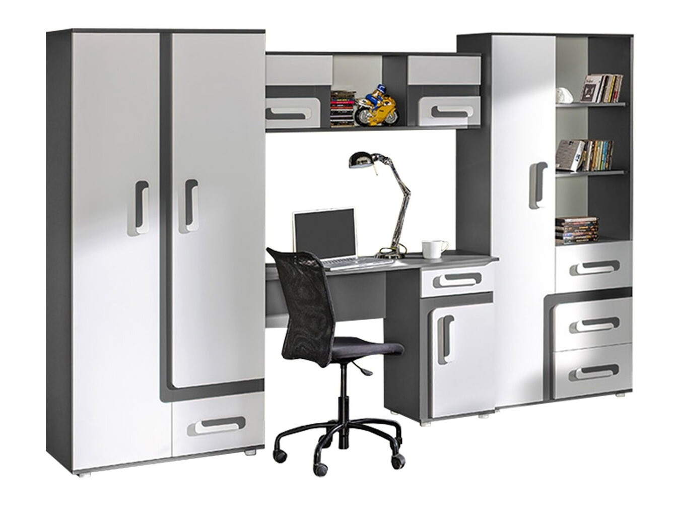 Комплект за детска стая Aviseve 108 (Антрацит + Бял)