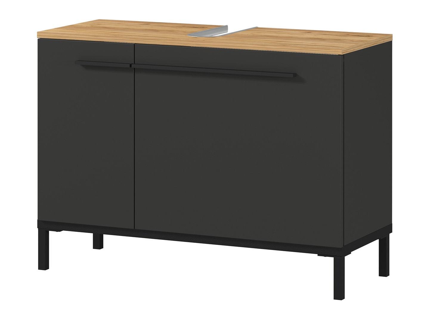 Стоящ шкаф за баня за мивка Ruvlevu 100 (Графит + Navarra дъб)