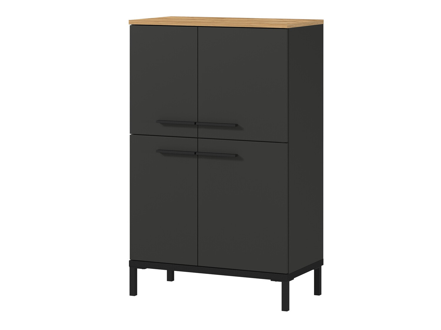 Стоящ шкаф за баня Ruvlevu 102 (Графит + Navarra дъб)