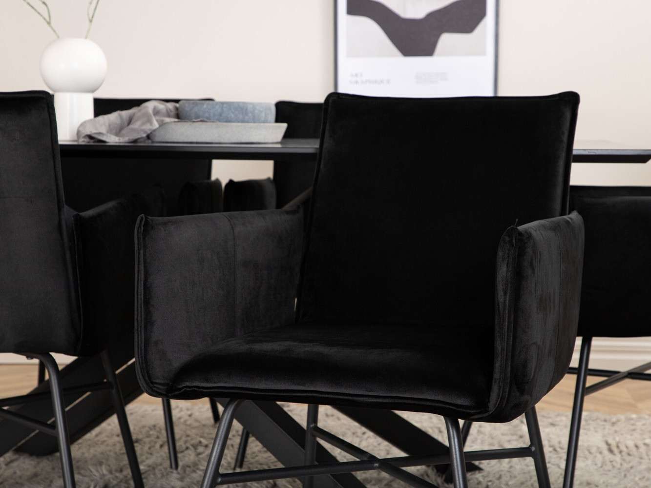 Маса и столове за трапезария Dallas 2703 (Черен)