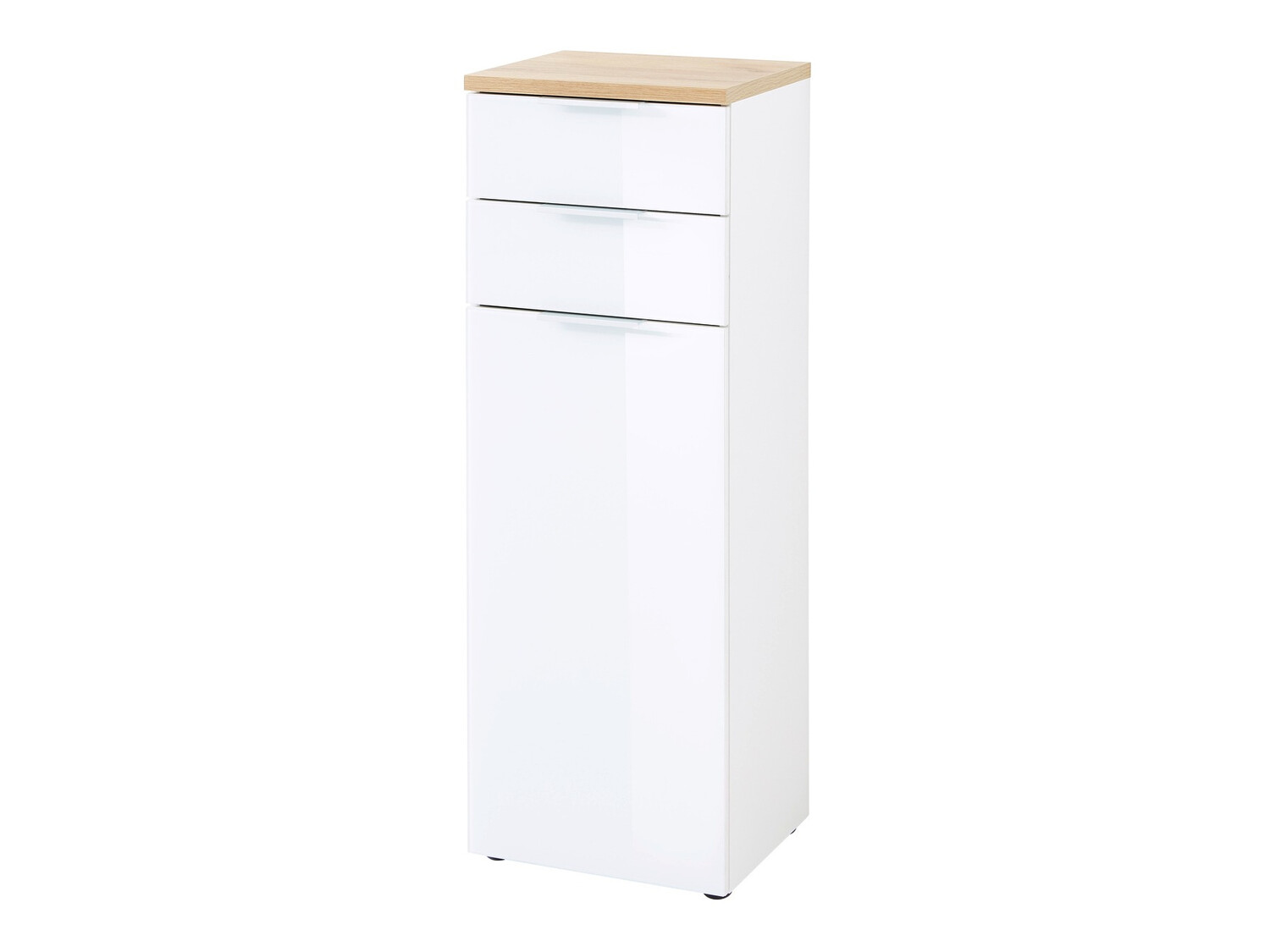 Стоящ шкаф за баня Levciro 103 (Бял + Navarra дъб)