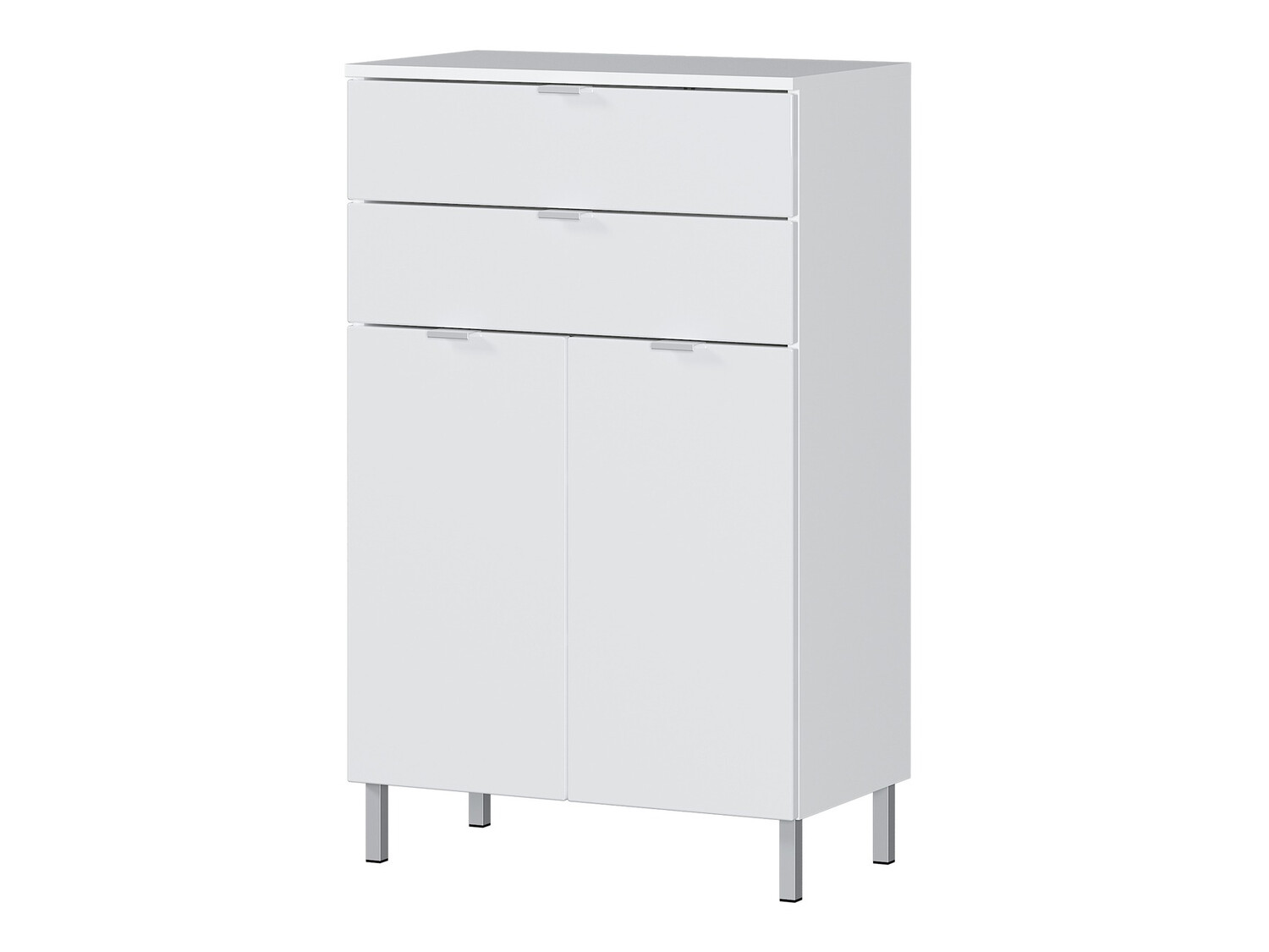 Стоящ шкаф за баня Lomcamo 102 (Бял + Бял гланц)