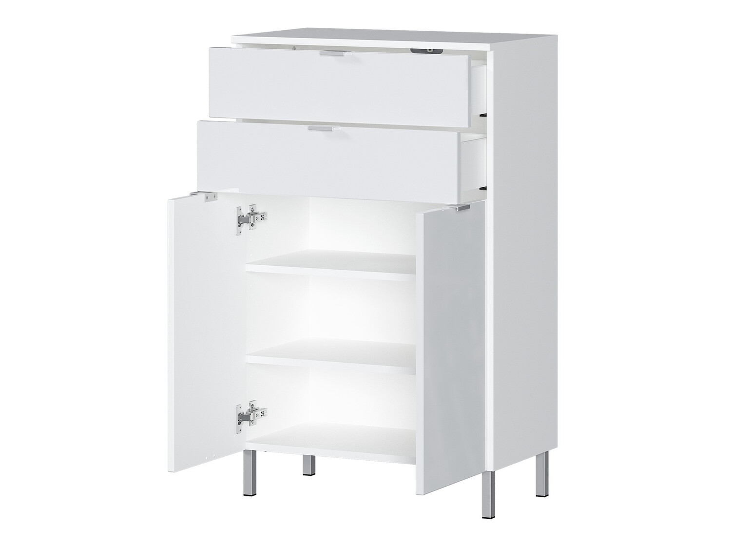 Стоящ шкаф за баня Lomcamo 102 (Бял + Бял гланц)