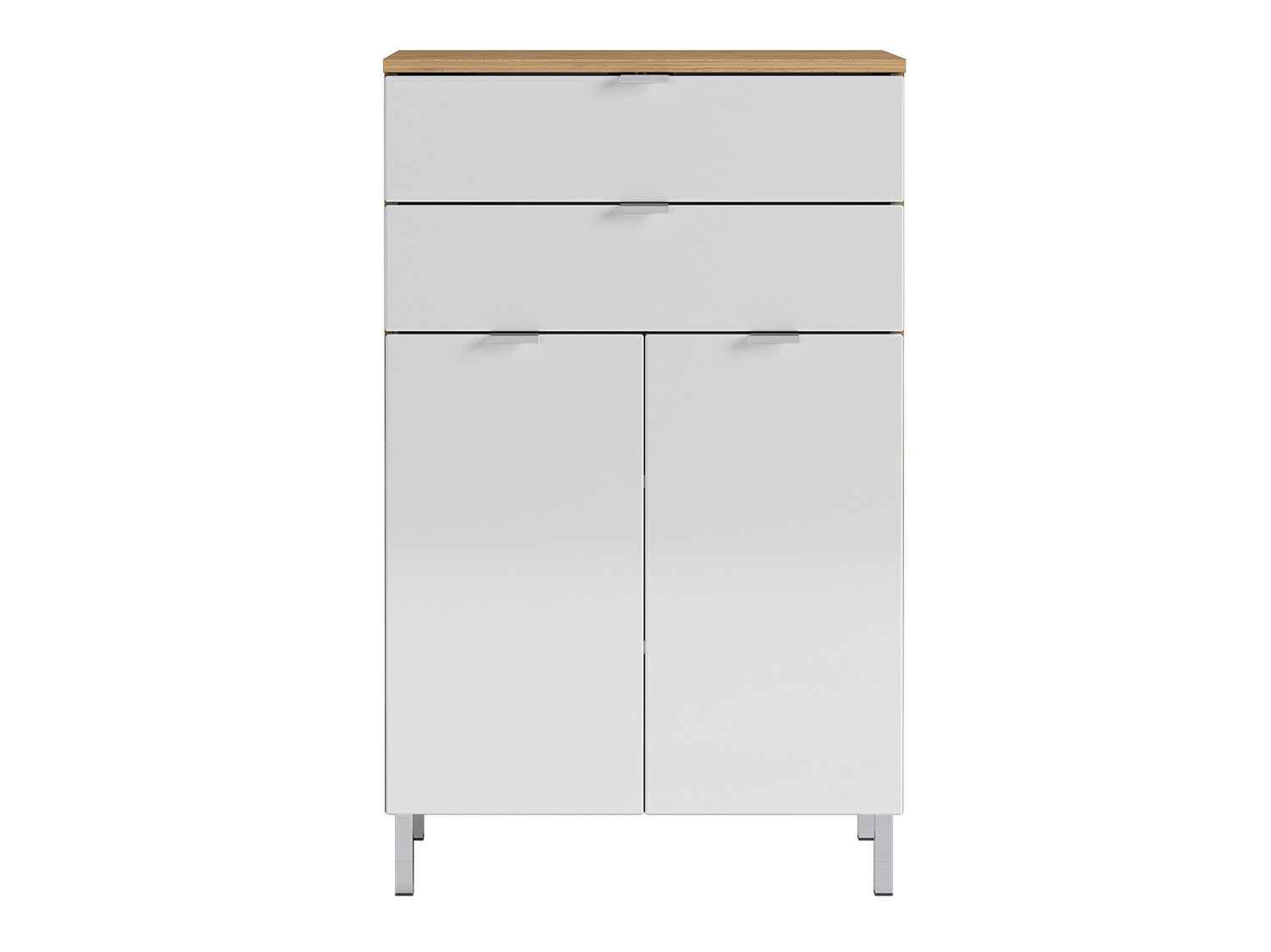 Стоящ шкаф за баня Lomcamo 102 (Бял гланц + Grandson дъб)