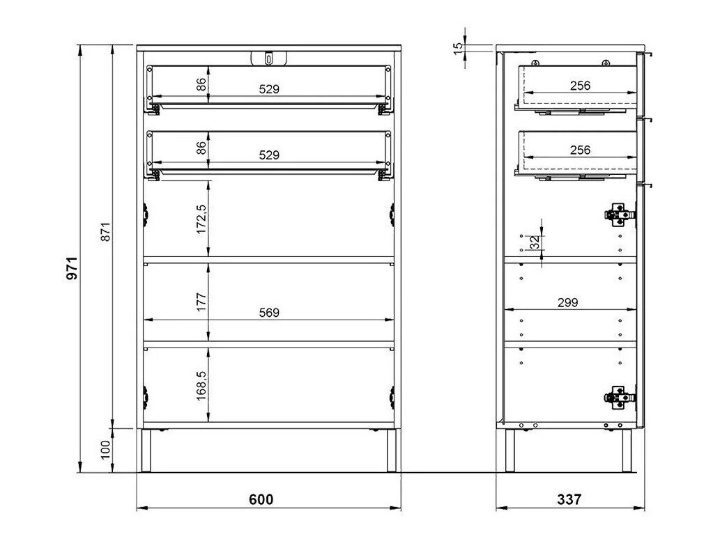 Стоящ шкаф за баня Lomcamo 102 (Бял гланц + Grandson дъб)