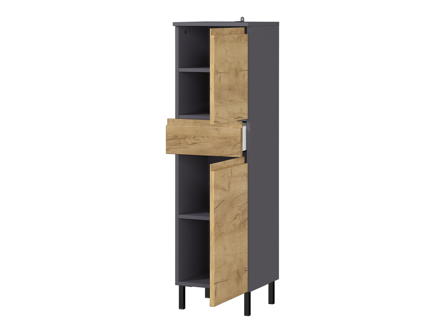 Стоящ шкаф за баня Talmira 101 (Графит + Grande дъб)