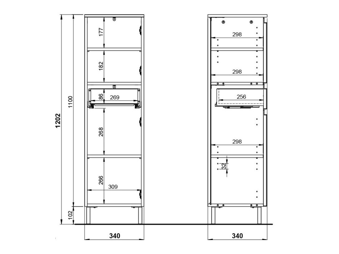 Стоящ шкаф за баня Talmira 101 (Графит + Grande дъб)