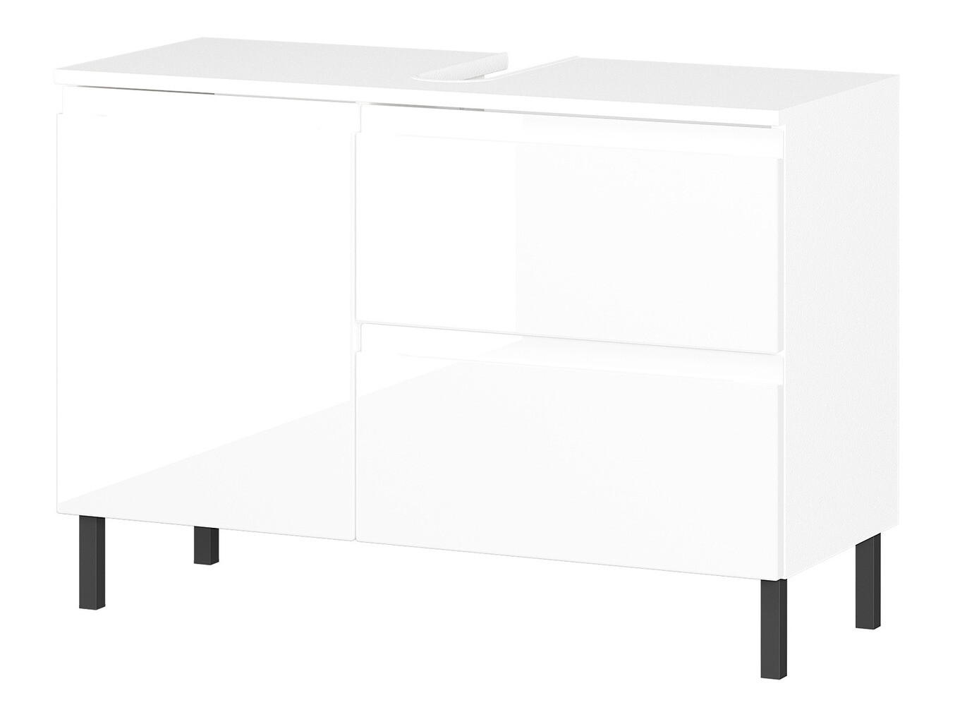 Стоящ шкаф за баня за мивка Talmira 102 (Бял гланц + Бял)