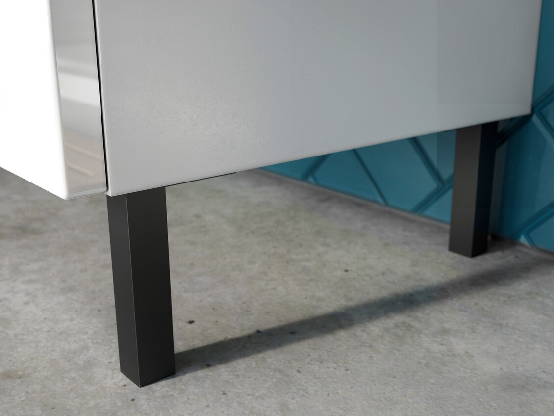 Стоящ шкаф за баня за мивка Talmira 102 (Бял гланц + Бял)