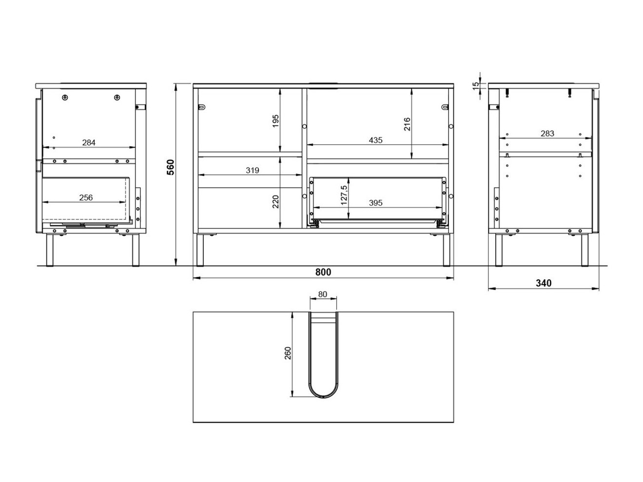 Стоящ шкаф за баня за мивка Talmira 102 (Бял гланц + Бял)
