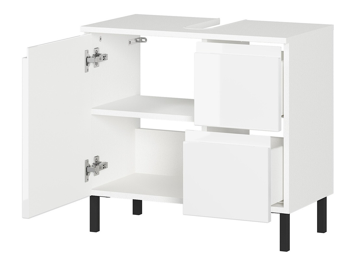 Стоящ шкаф за баня за мивка Talmira 103 (Бял + Бял гланц)