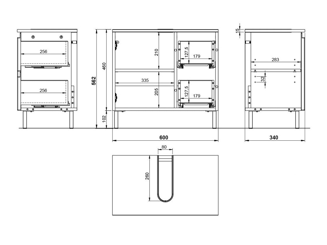 Стоящ шкаф за баня за мивка Talmira 103 (Бял + Бял гланц)