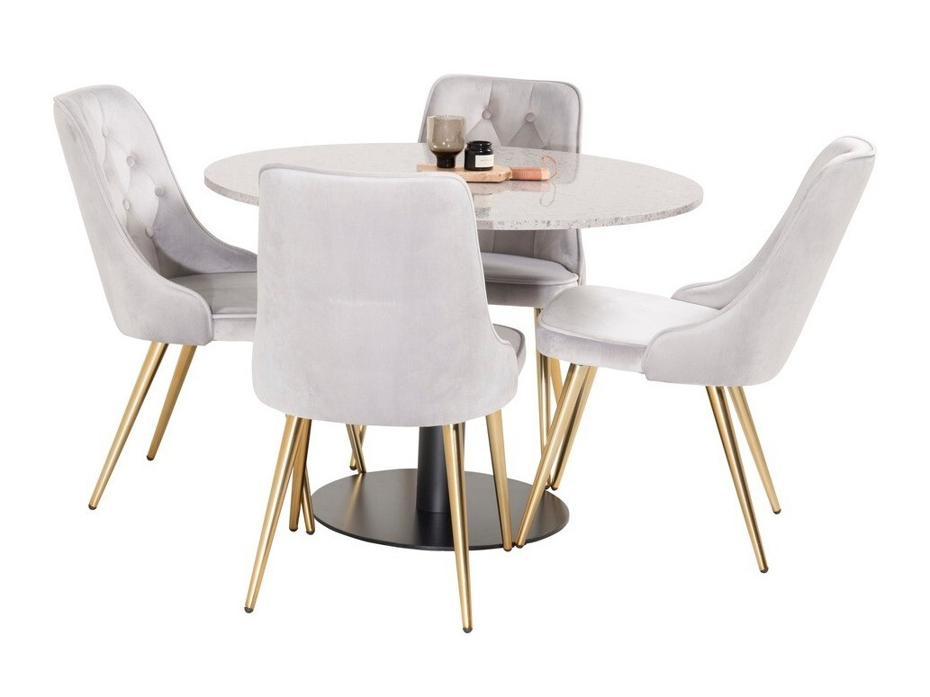 Маса и столове за трапезария Dallas 1139 (Сив + Златно)