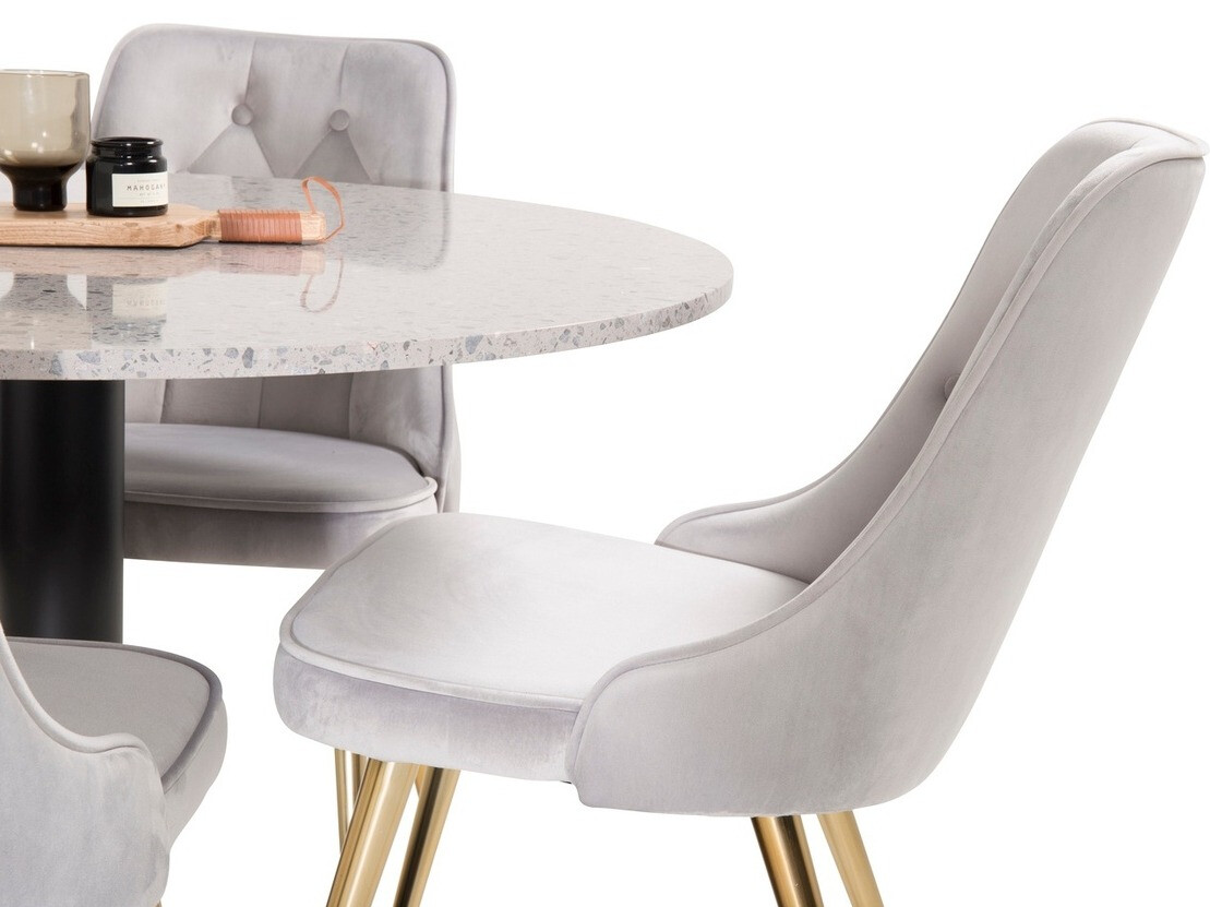 Маса и столове за трапезария Dallas 1139 (Сив + Златно)